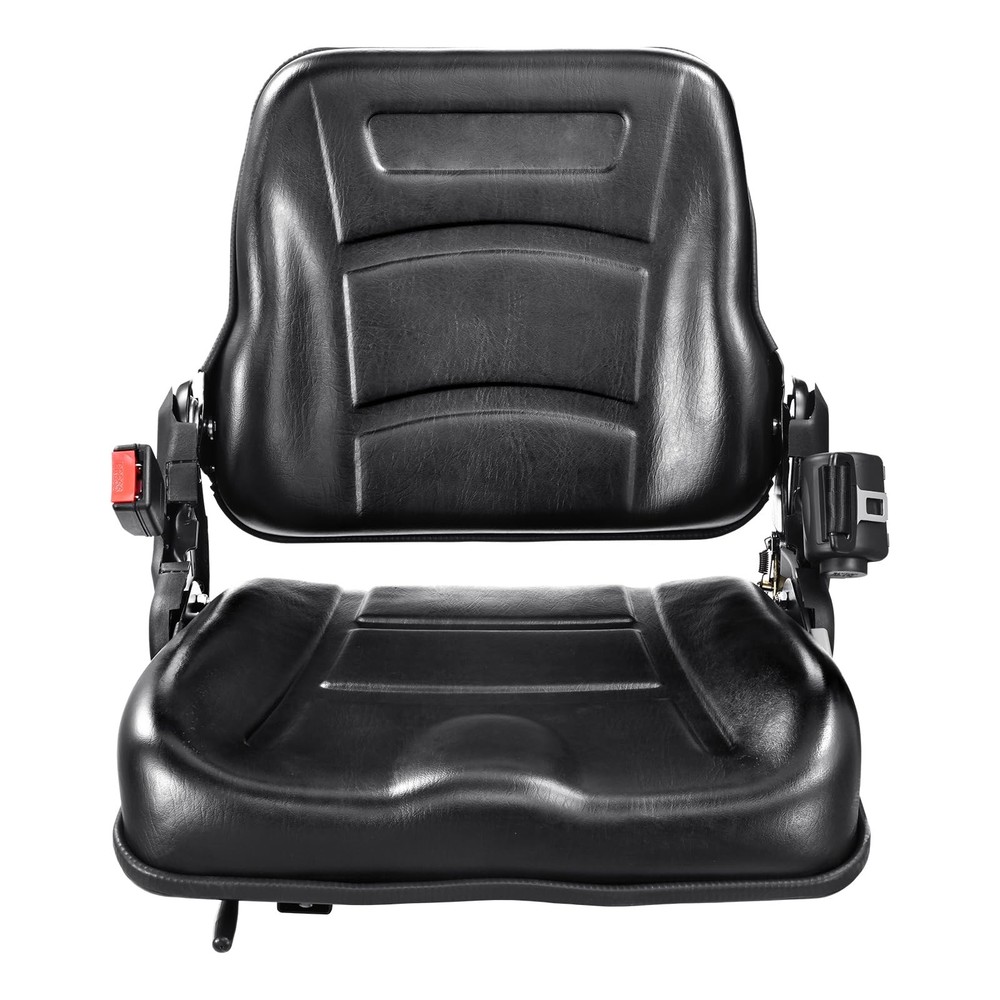 Universal Forklift Seat Fold-Down Tractor Seat Adjustable Back Angle Black