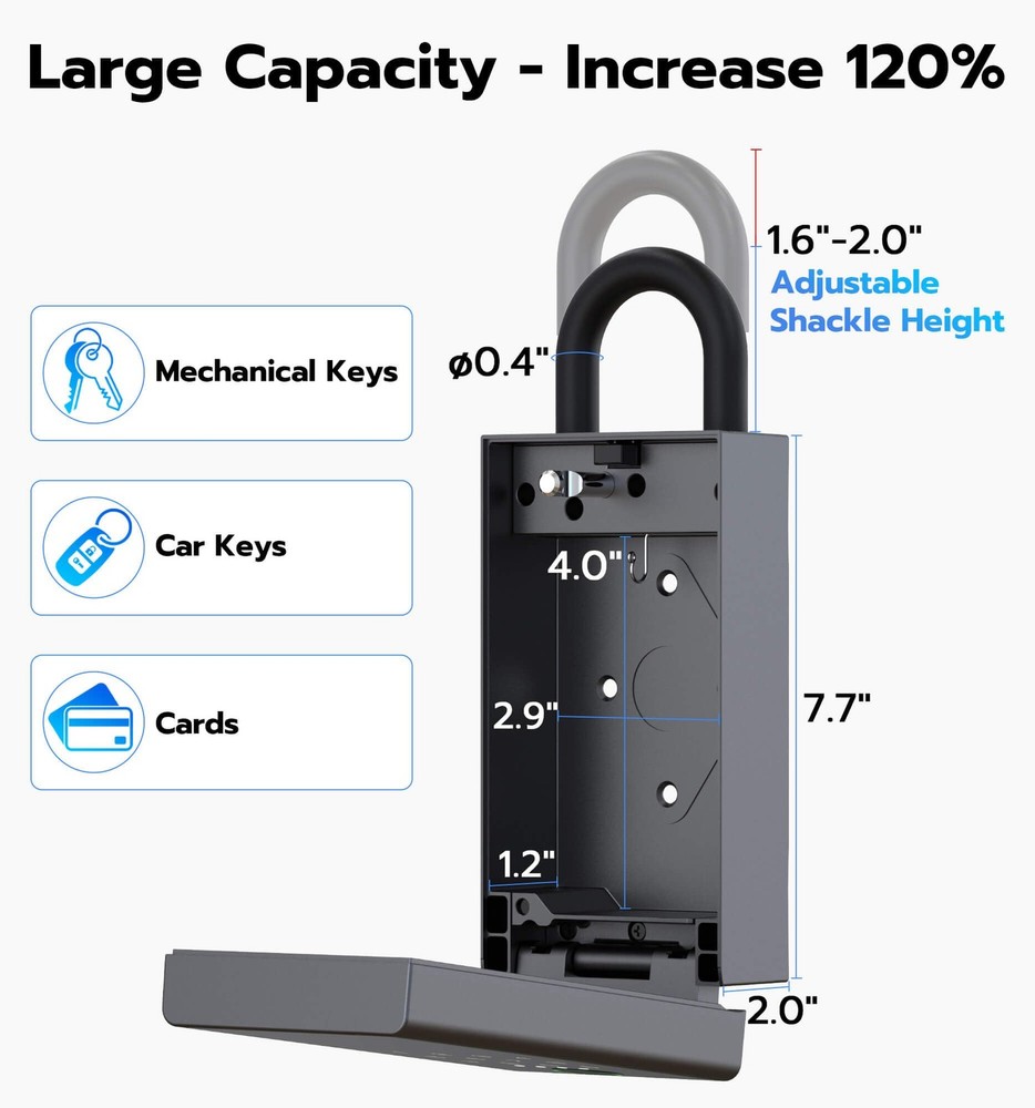 Lock Box for Keys with Code, Fingerprint Smart Bluetooth Key Hider, Outdoor W...