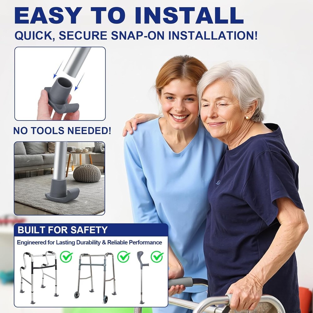 Walker Ski Glides 4 Pack, Universal Folding Walker Glides for Smooth Mobility