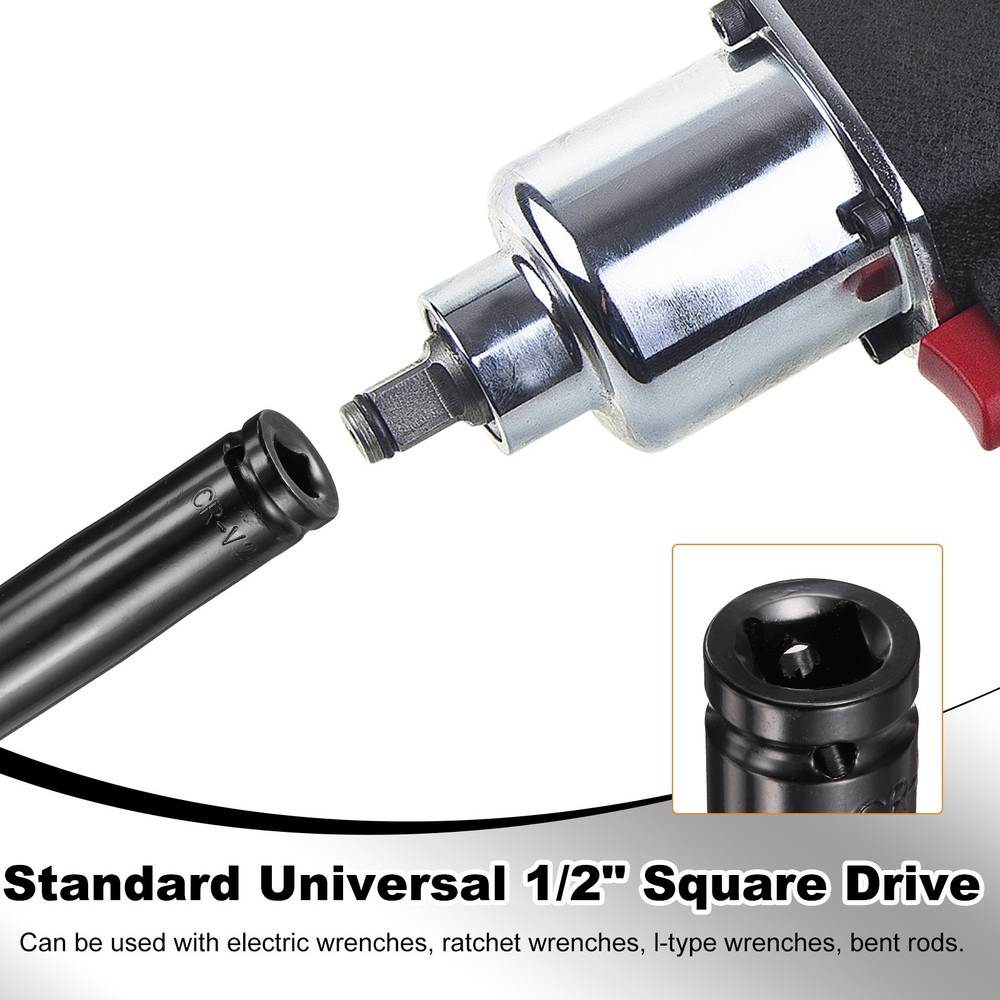 3pcs 6-Point Slotted Deep Impact Socket 1/2" Drive 24mm Socket 7.6" Long