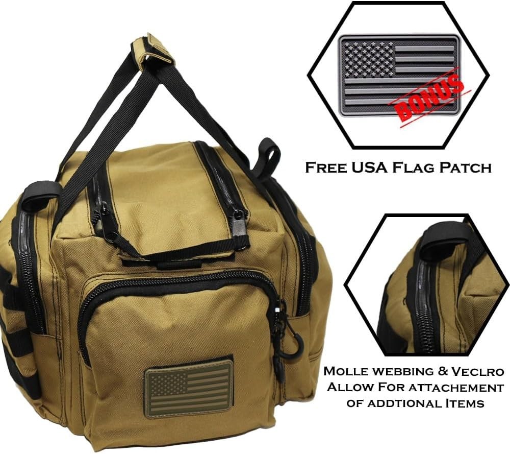 Versatile Tactical Range Bag - Easy Access with Dual Zippers, 4 External Pockets
