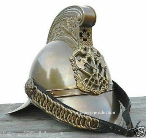 Authentic Brass Fireman Helmet Vintage Firefighting Armor Solid Replica Helmet