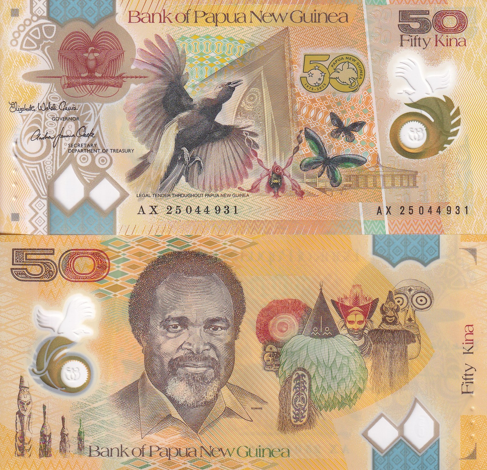 Papua New Guinea 50 Kina 2025 P 58 POLYMER Commemorative Butterfly Raggiana UNC