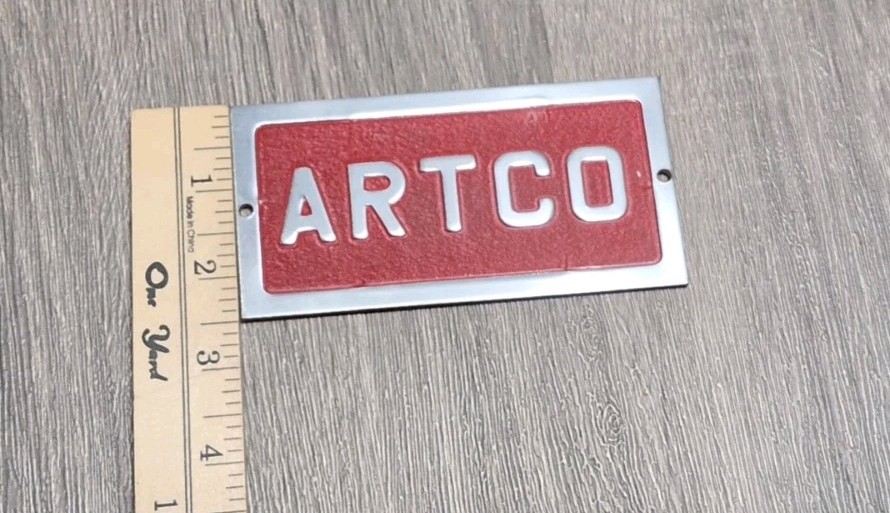 Vintage ARTCO Cast Aluminum Machine Nameplate Industrial Tool Tags...