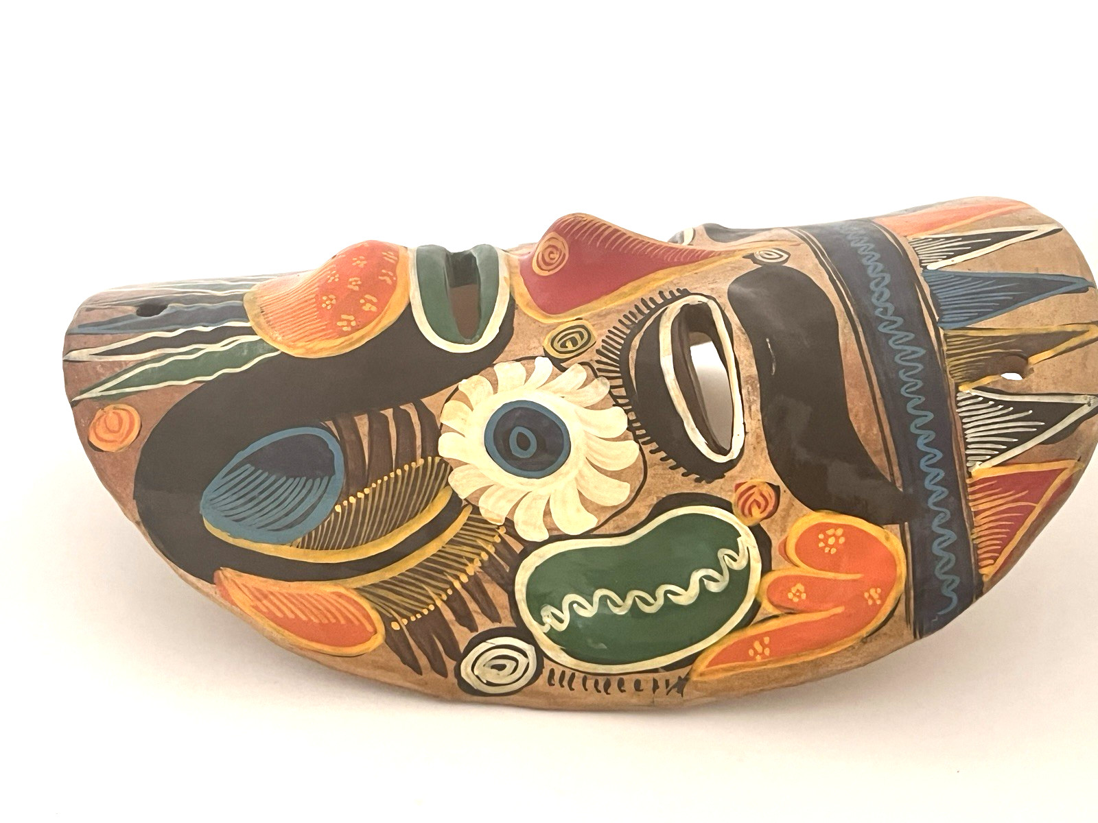 Talavera Mask Mexico Terracotta Pottery Hand Painted 6.5" x 9"