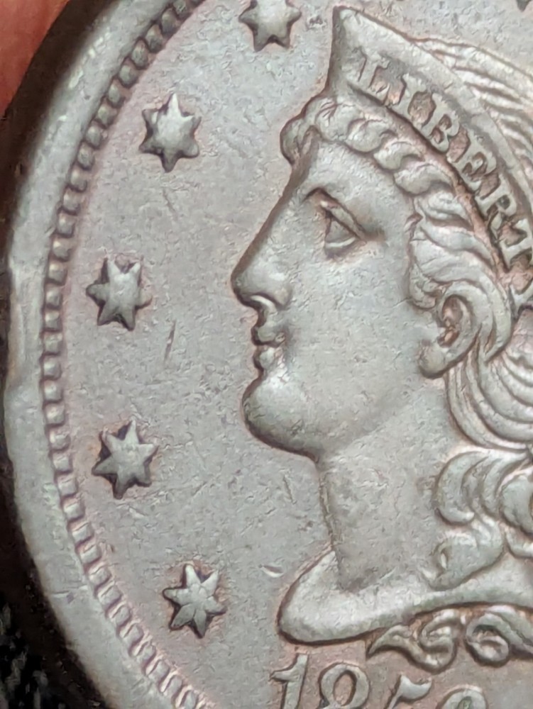 1856 Large Cent Dark Toned AU