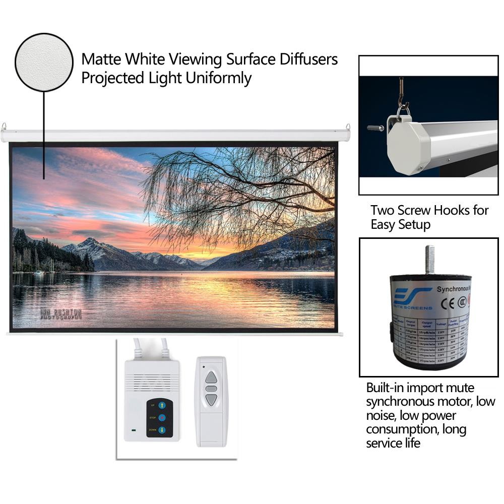 92" 16:9 Electric Motorized Indoor Projector Screen + Remote