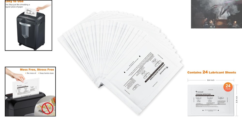 24-Pack Paper Shredder Lubricant Sheets 8.4x5.9 - Optimal Performance Solution