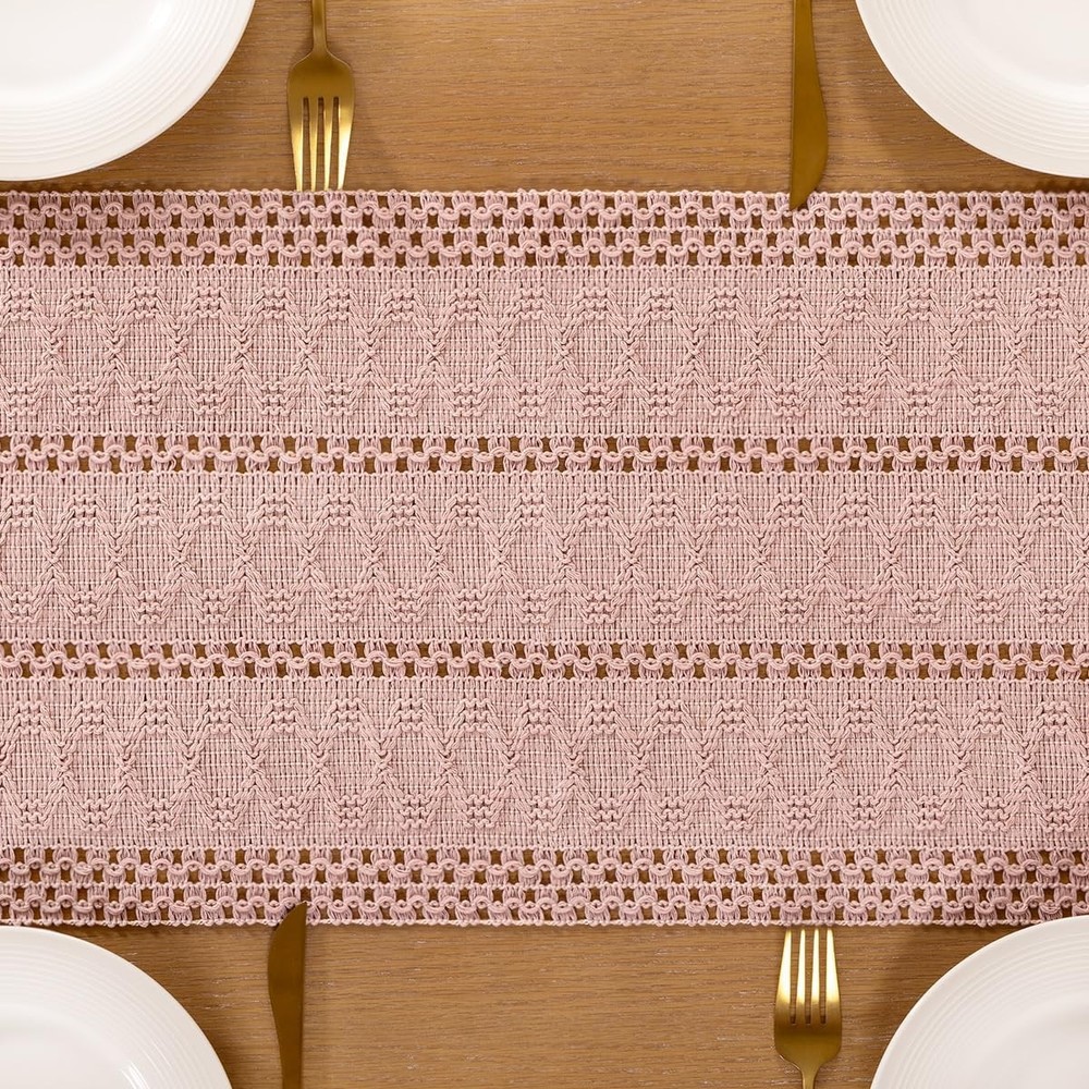 Boho Table Runner Spring Easter Farmhouse Rustic Macrame Seasonal Long Woven Cot