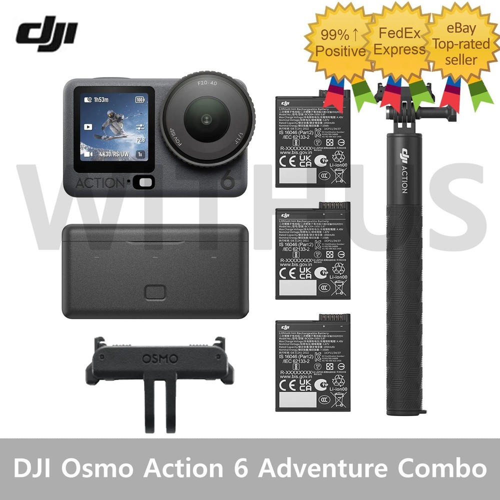 Portable DJI Osmo Action 6 Adventure Combo Variable Aperture Camera