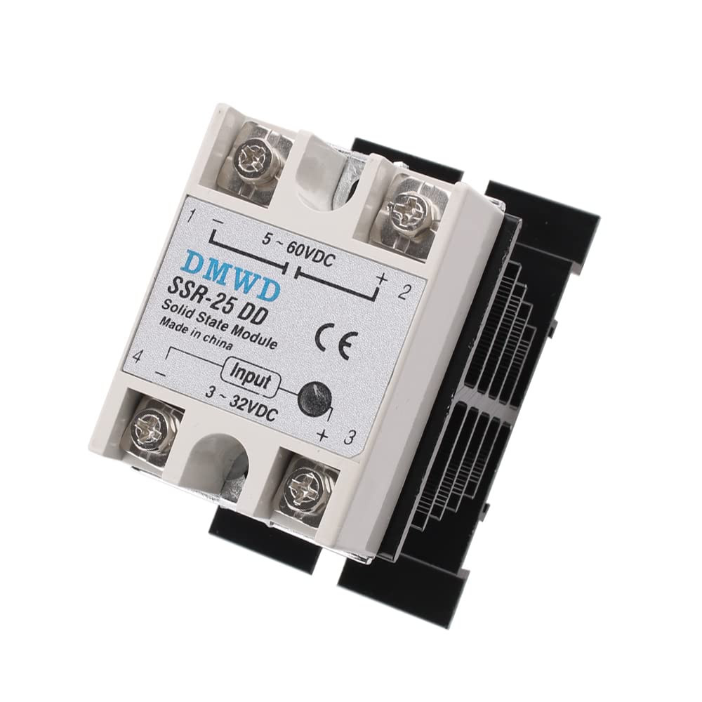SSR-25DD Solid State Relay DC to DC (Input 3-32V DC Output 5-60V DC) with Hea...
