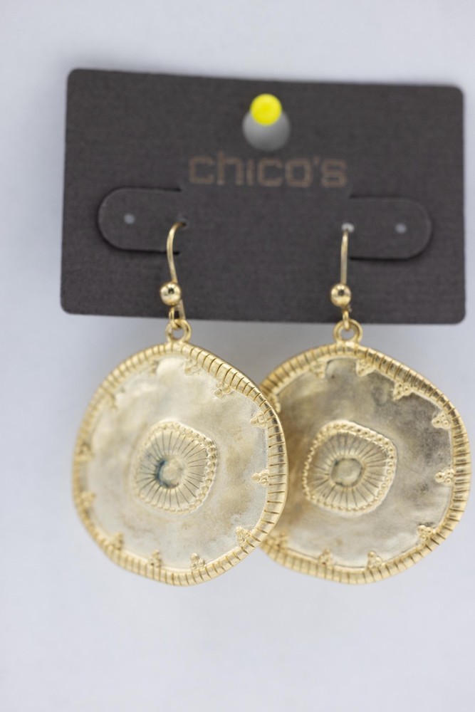 Chico's Gold-tone Sunburst Dangle Earrings New