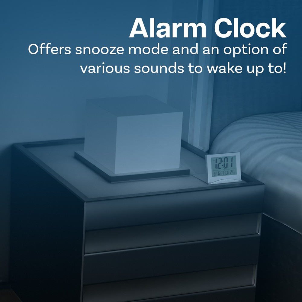 Digital Alarm Clock LCD Foldable Digital Desk Clock with Backlight - Grey