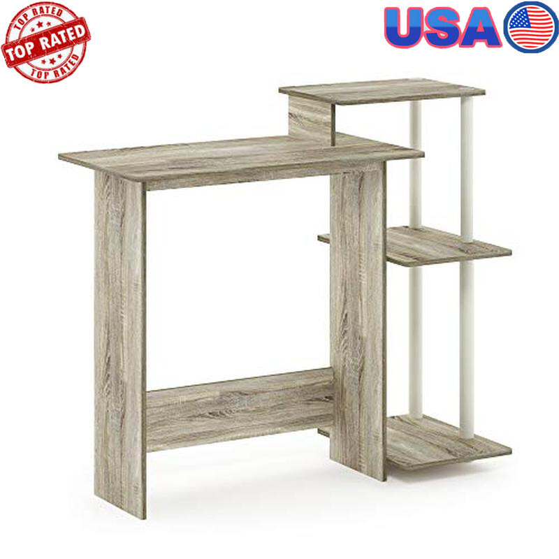 Home Laptop Notebook Computer Desk with Square Shelves Writing Study Workstation