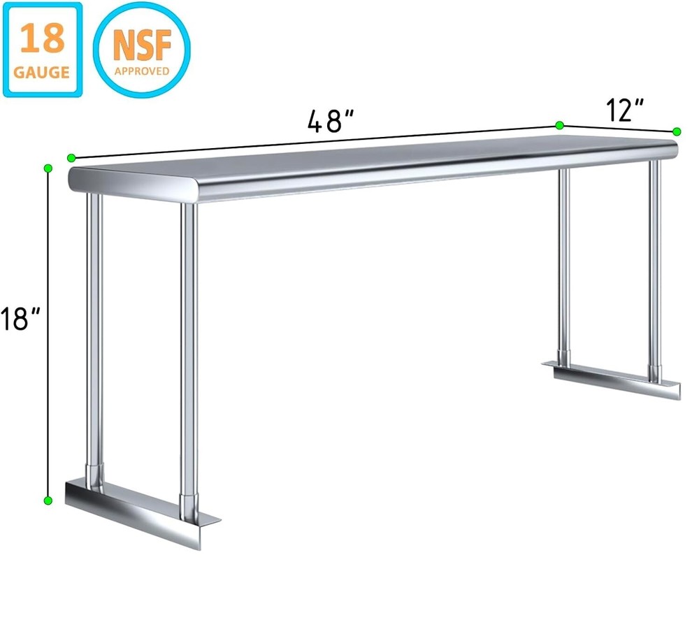 Stainless Steel Single Overshelf for Long Prep Work Table