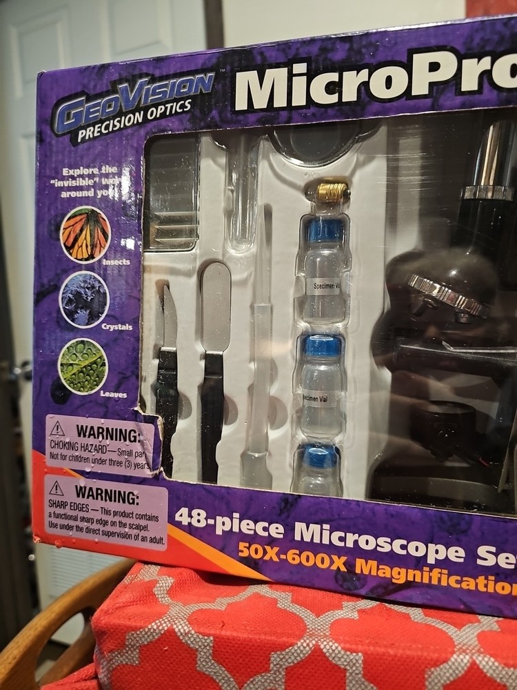 GEOVISION MICROPRO 48 PIECE MICROSCOPE LAB SET w/ Instruction Guide {NIP}