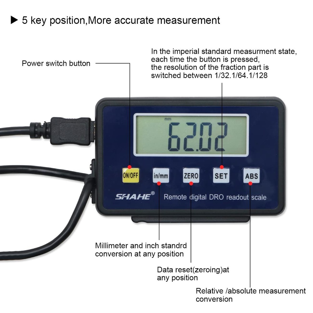 0-200mm/8''Digital Readout Linear Scale, Accurate Digital Remote LCD,for Mill...