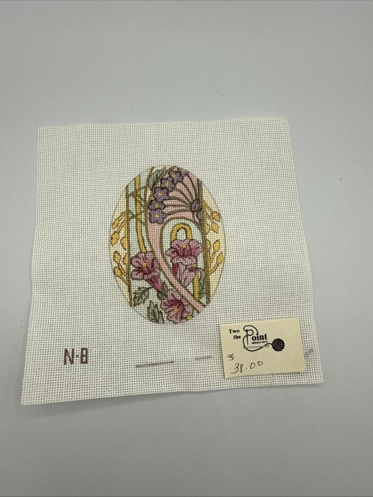 HAND PAINTED NEEDLEPOINT CANVAS, EASTER EGG 24CT, SPRING FLORAL COLORS