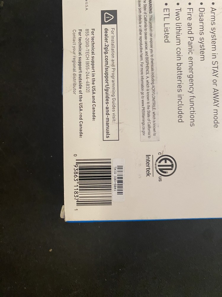 2gig Wireless Keypad 2gig-pad1-345