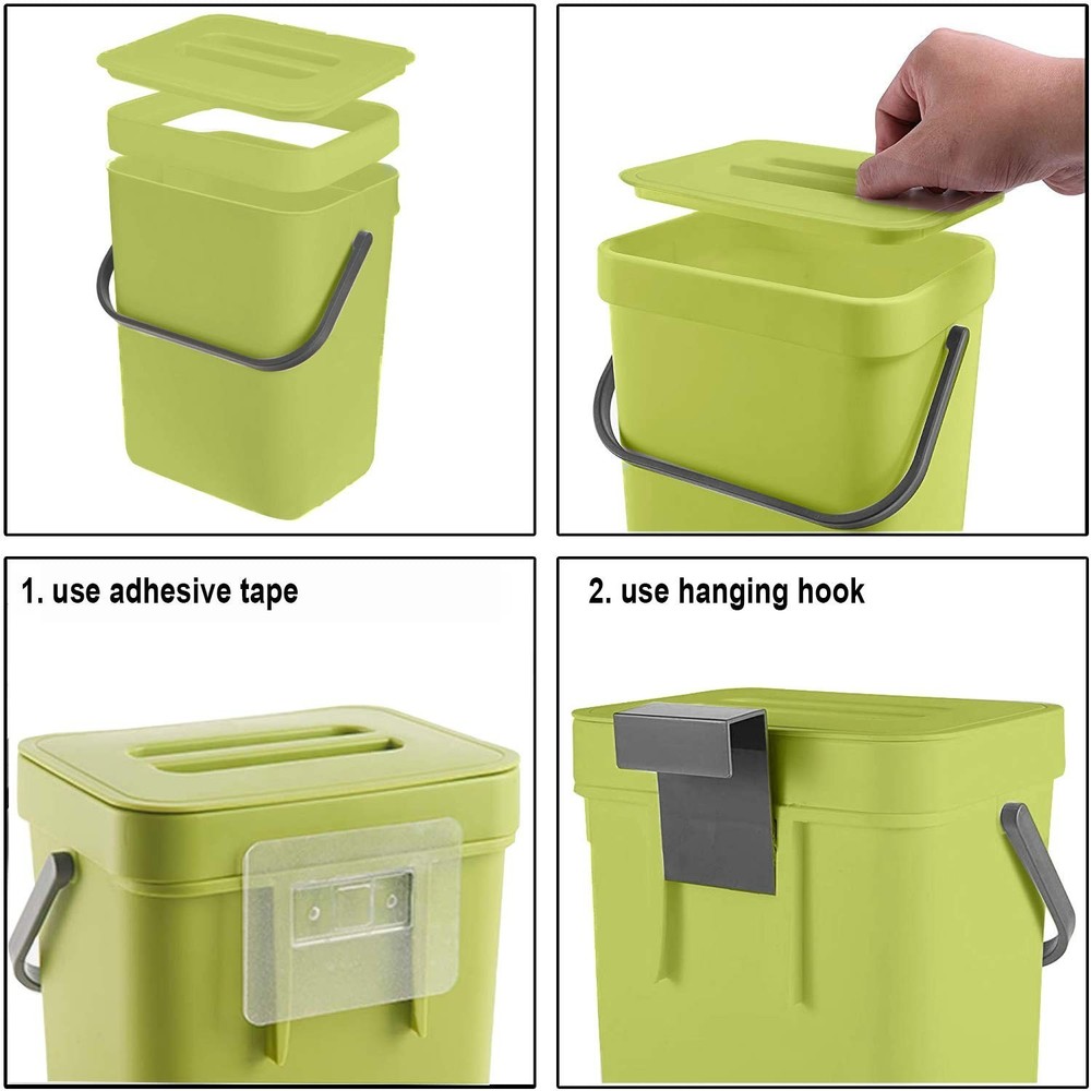 Eco-Friendly 3L Compost Bin - Lightweight, Odor-Sealing & Space-Efficient