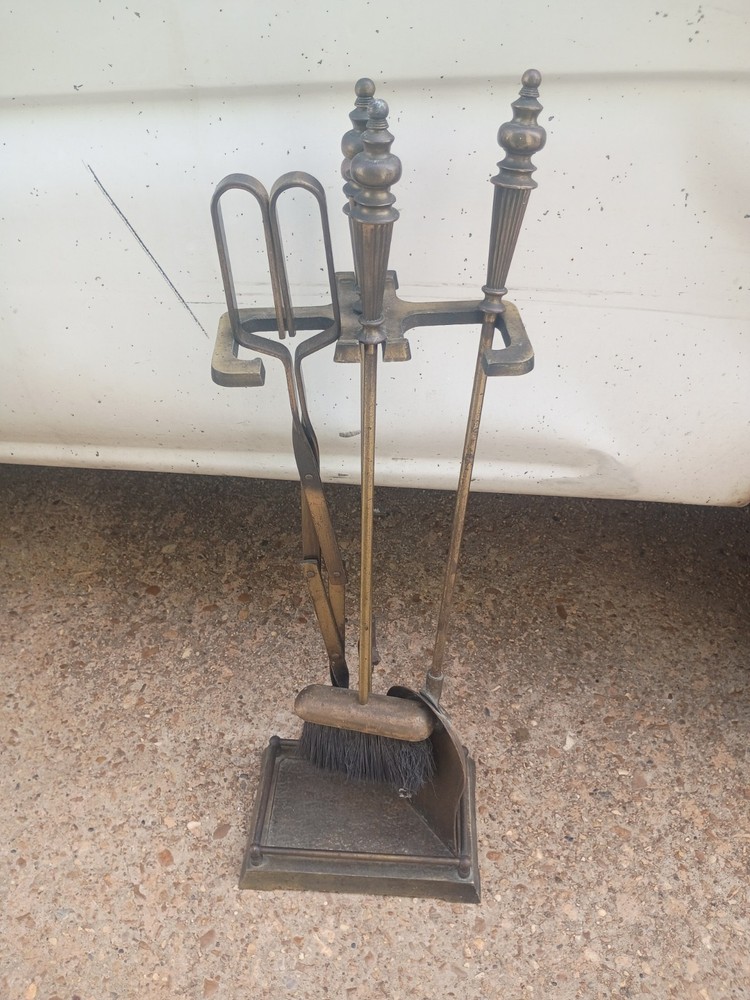 Vintage 3 Piece Fireplace Tools Set with Stand