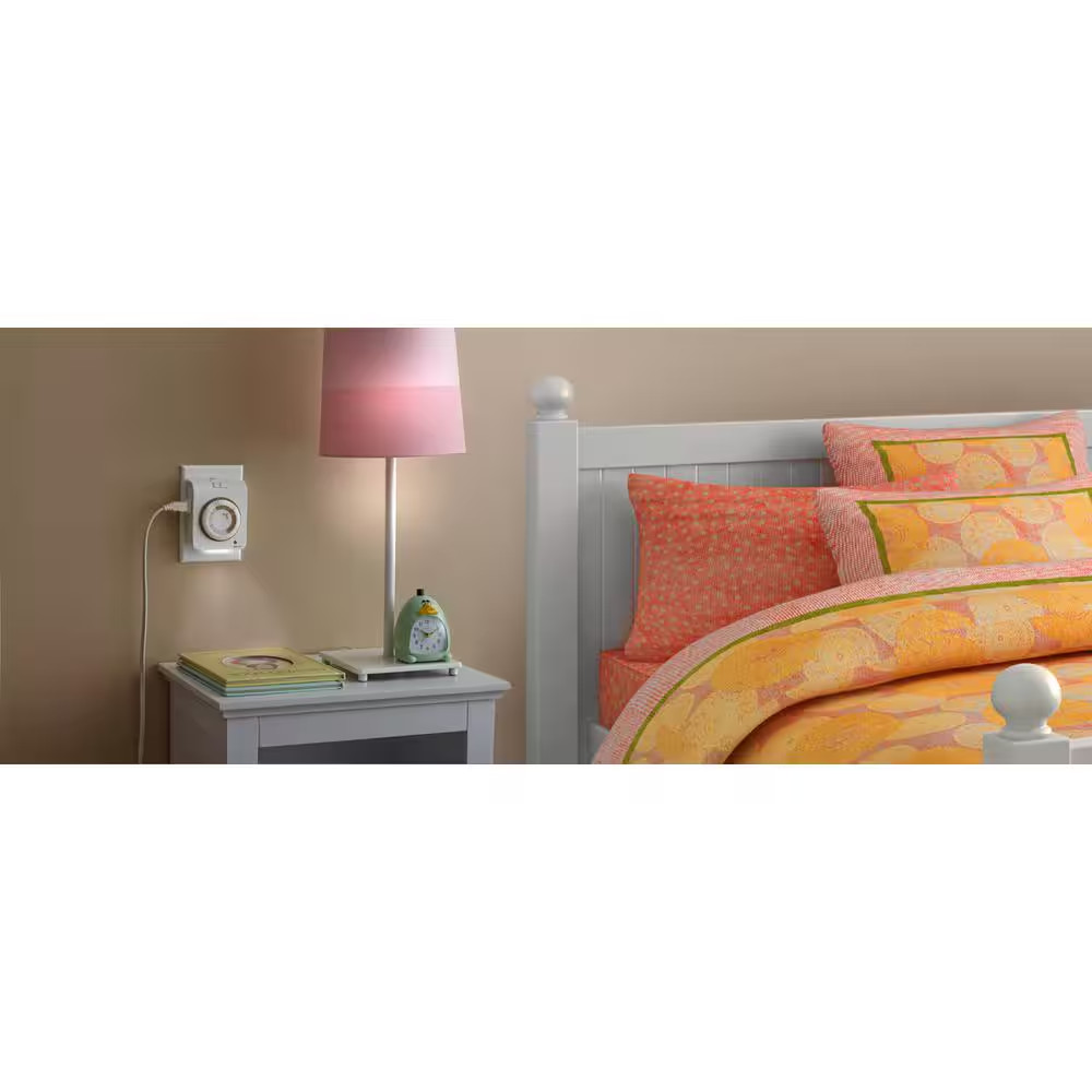 15-Amp 24-Hour Indoor Plug-In Dual-Outlet Programmable Mechanical Timer, White