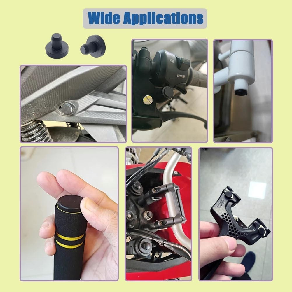 80/100 Pc Silicone Rubber Hole Plugs Set 9 Sizes T-Type Black Silicone Plugs Cap