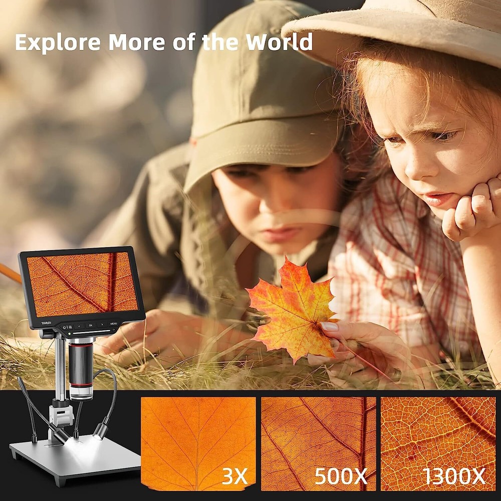 TOMLOV DM202 Max Digital Microscope 1500x HDMI Soldering Microscope 10.1"Screen