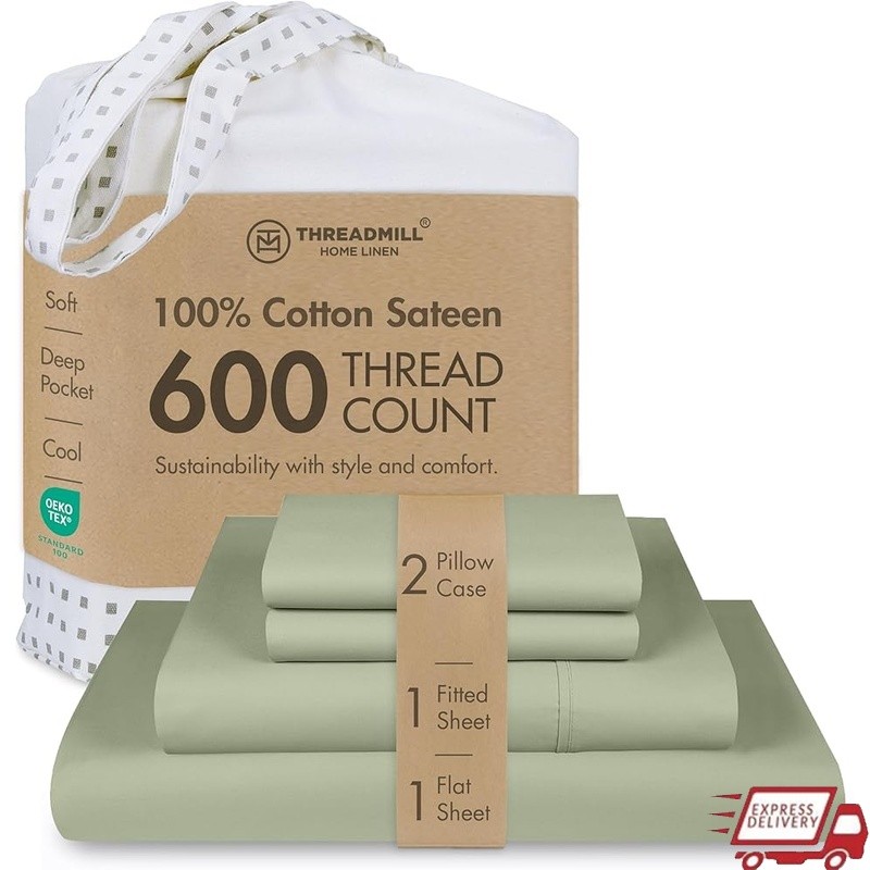 Cotton Soft Sateen 600 Thread Count Sheet Set Extra Deep Pocket Bedding New
