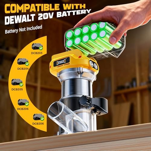 Cordless Router Tool Compatible with DeWalt 20V Battery(Tool Only), Yellow