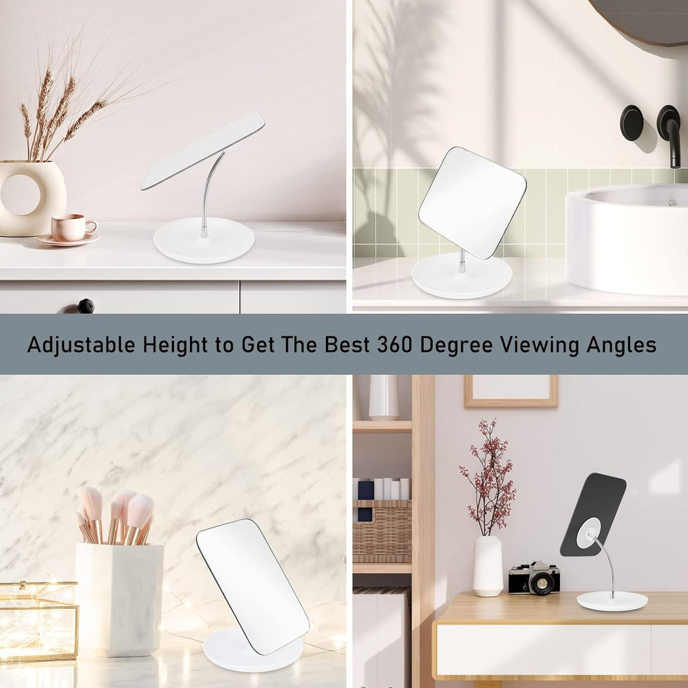 Adjustable Table Vanity Mirror with Stand - 360° Rotating Makeup Mirror