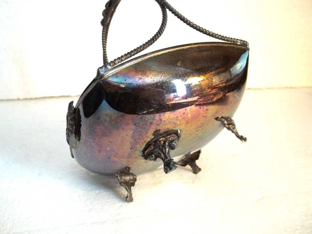 Vintage Lambidis Original Silverware Footed Candy Dish Athens- Greece 6" Tall