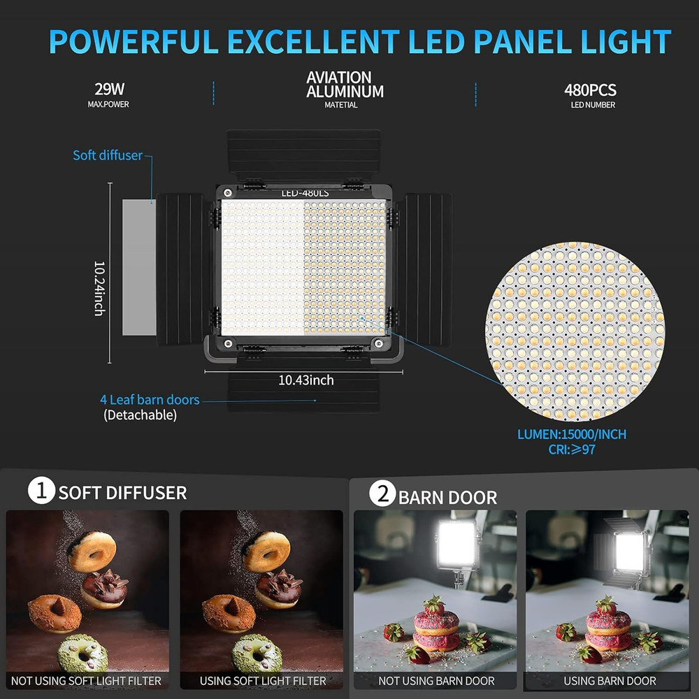 GVM 2 Pack LED Video Lighting Kits with APP Control, Bi-Color Variable 2300K~680