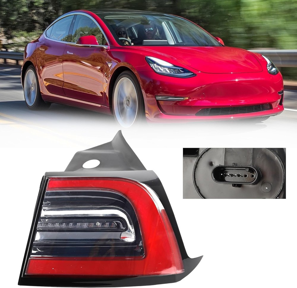 3Pin Passenger Side Rear Tail Light Compatible with 2017-2023 Tesla Model 3 Oute