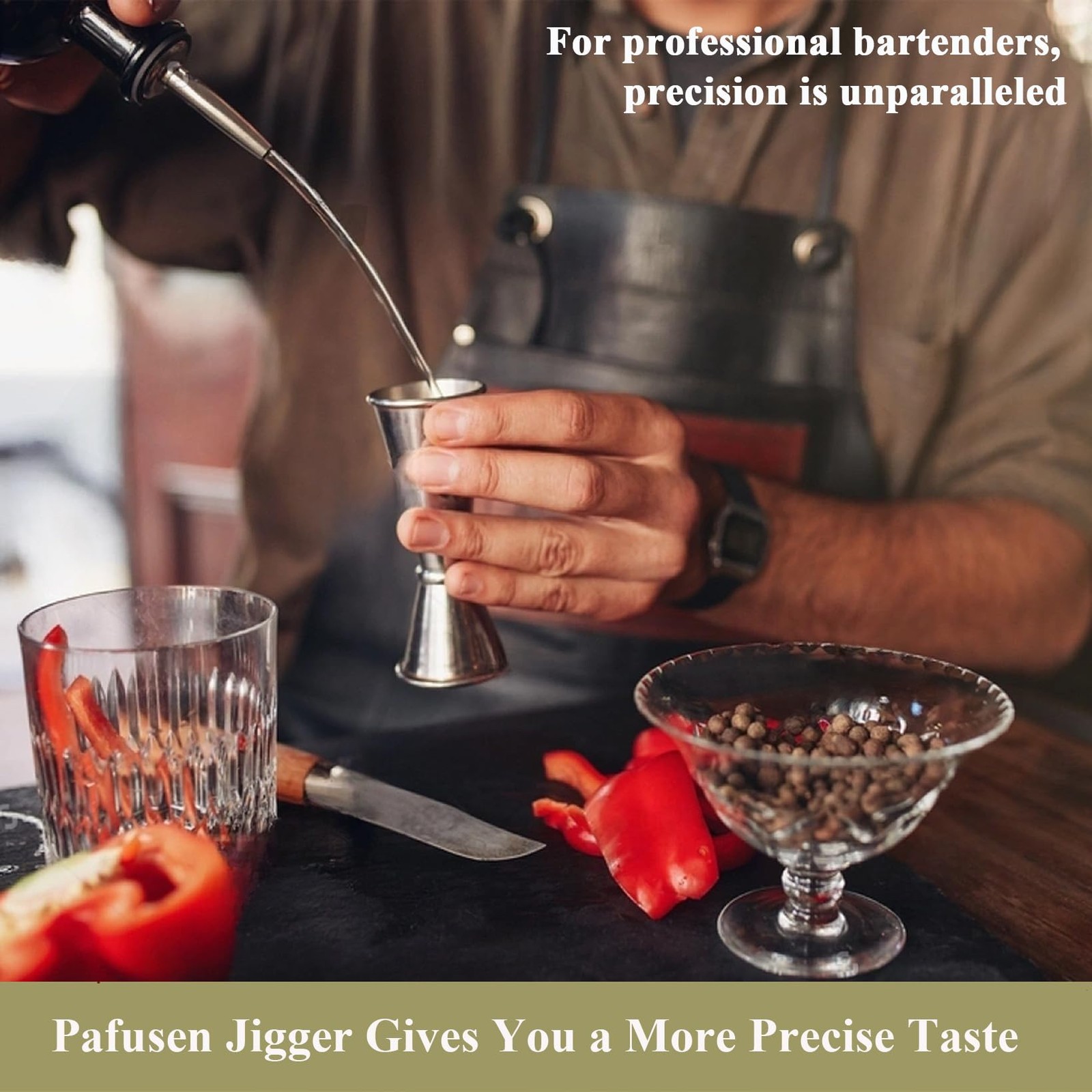 Pafusen Jigger for Bartending with 2 Pourers, 1 Jigger+ 2 Silver