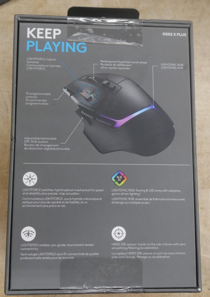 Logitech G502 X PLUS LIGHTSPEED Wireless RGB Gaming Mouse NEW