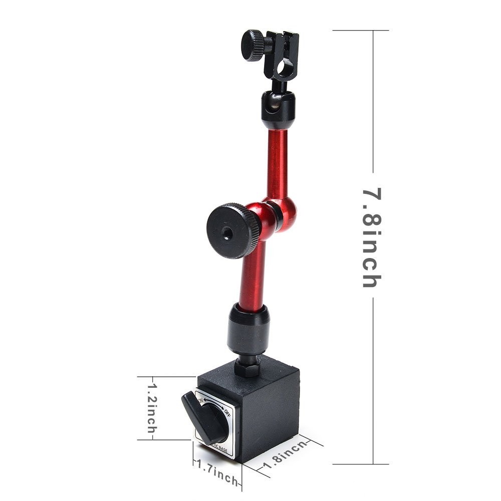 Versatile 3-Joint Red Magnetic Base Stand for Digital Dial Indicator - Safe Use