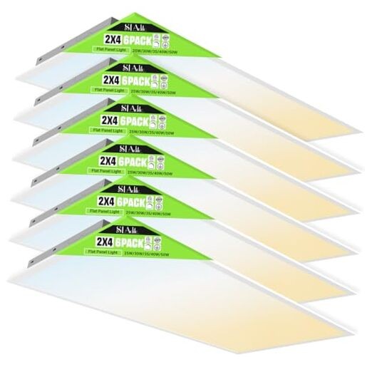 6 Pack 2x4 LED Flat Panel Light 50/40/35/30/25W 6500lm Adjustable, 2x4FT 6PACK