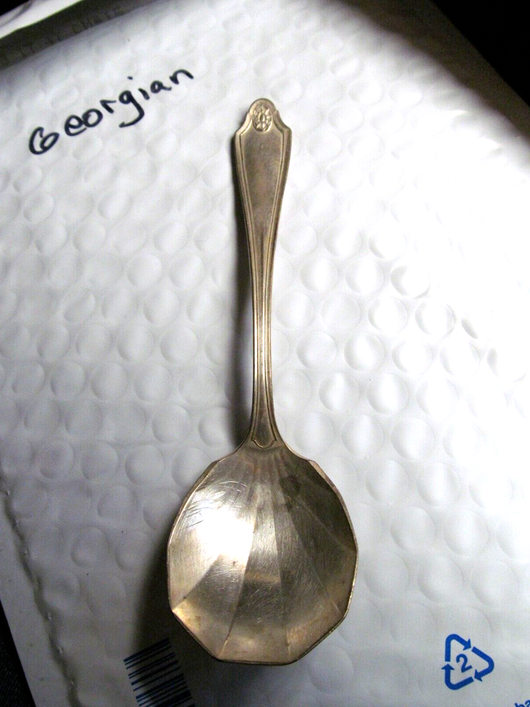 *ANTIQUE Community Silver GEORGIAN SUGAR & teaspoon Silverplate SHELL SHAPE