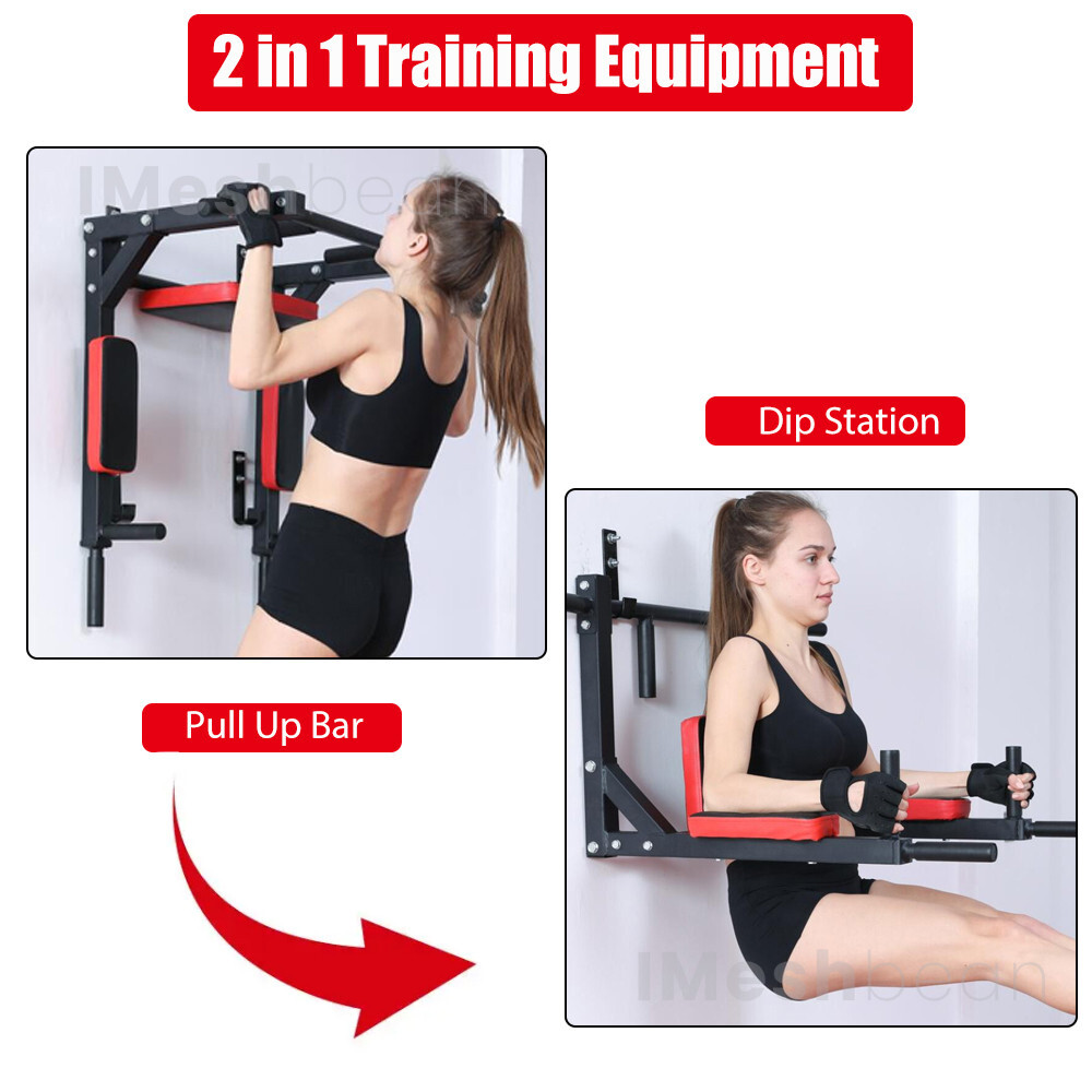 Multifunctional Wall Mounted Chin Pull Up Bar Dipping Station Power Tower Exerci