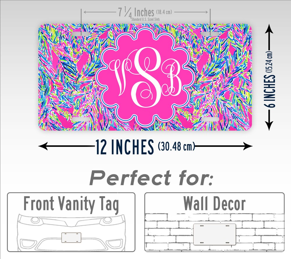 Personalized Pink Lilly Pulitzer Monogram License Plate