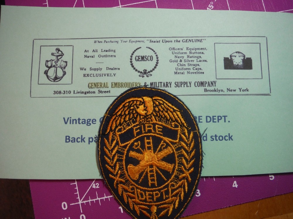 Vintage Gemsco Fire Department embroidered patch