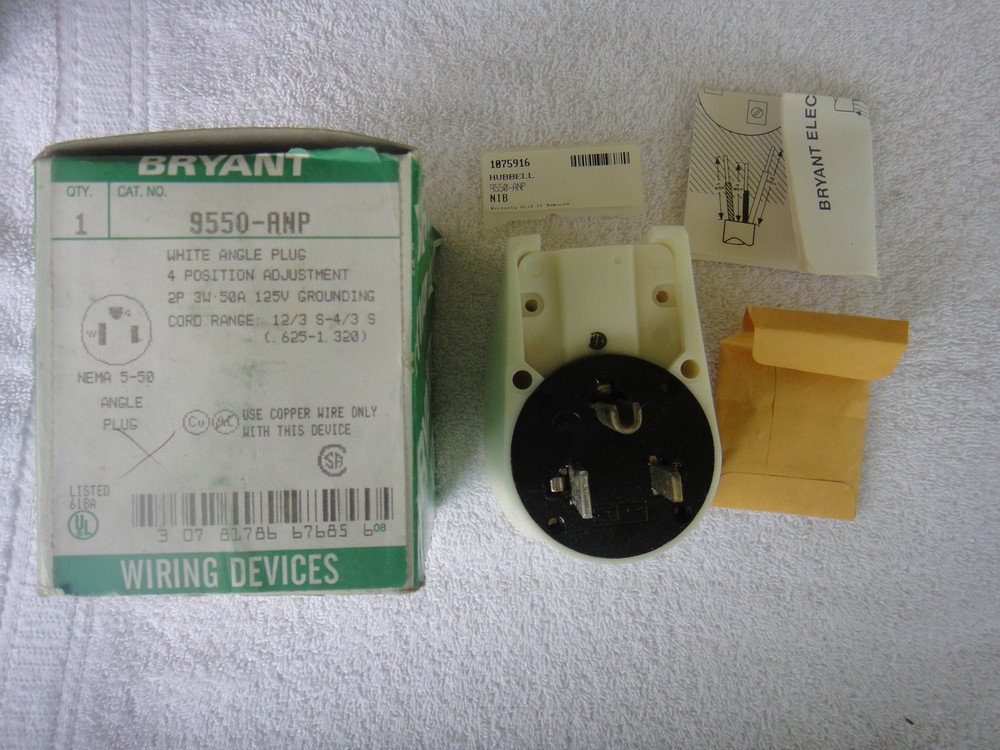 NIB BRYANT White Angle Plug 4 Position Adjustment       9550-ANP