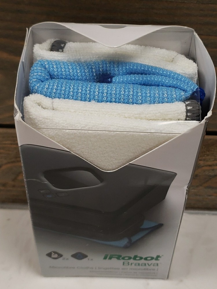 Genuine iRobot Braava Microfiber Mop Cloths, 3 pack (two white, one blue)