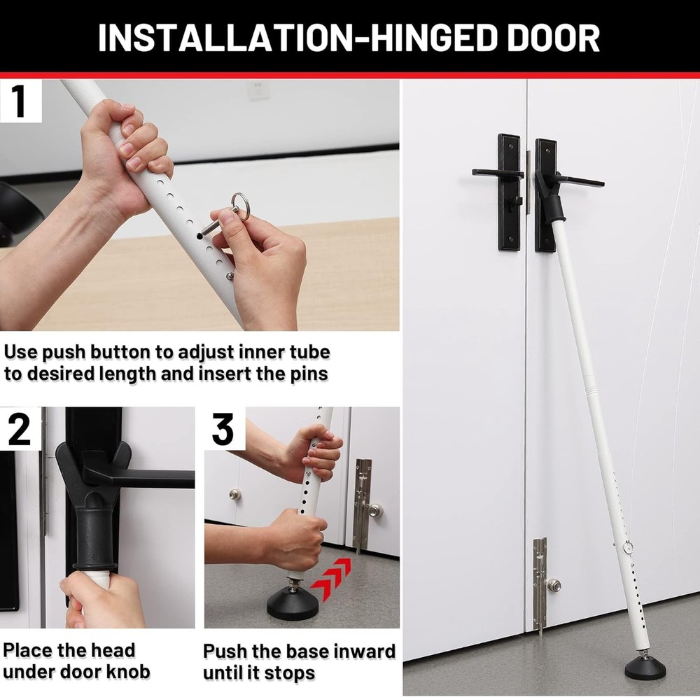 Heavy Duty Adjustable Door Security Bar - Versatile & Reliable Safety Solution