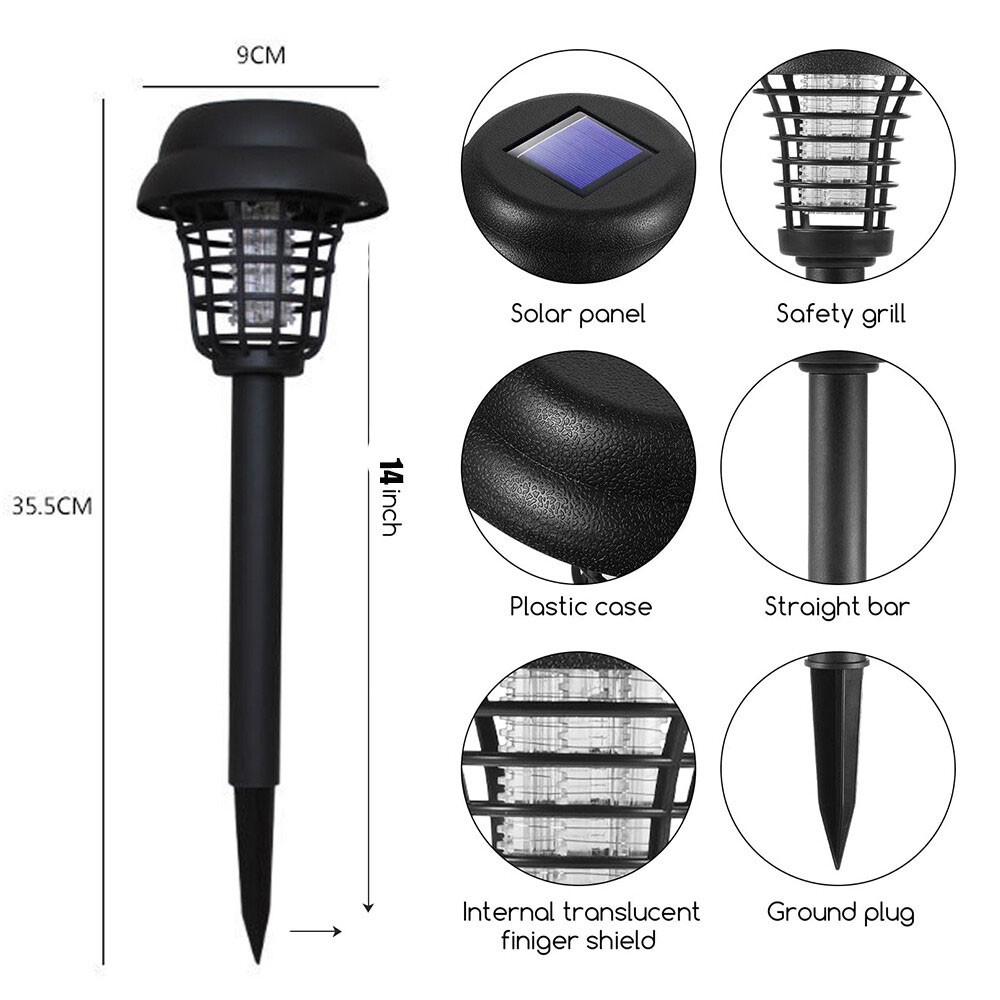 Solar Powered Zapper Lamp Light Outdoor Mosquito Fly Bug Insect Killer Trap 4PCS