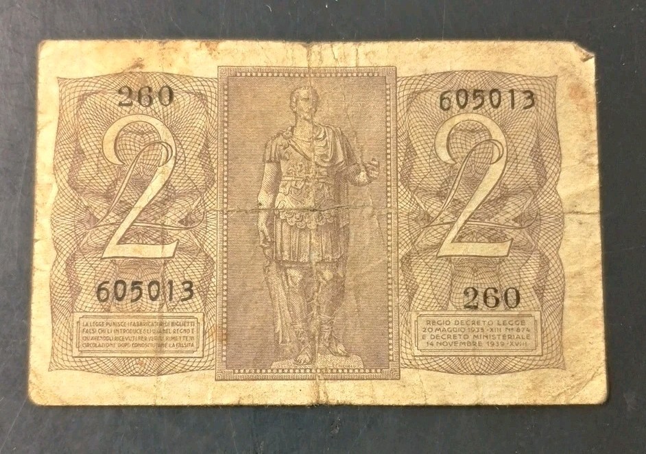 Italy 1939 two lire banknote been circulated