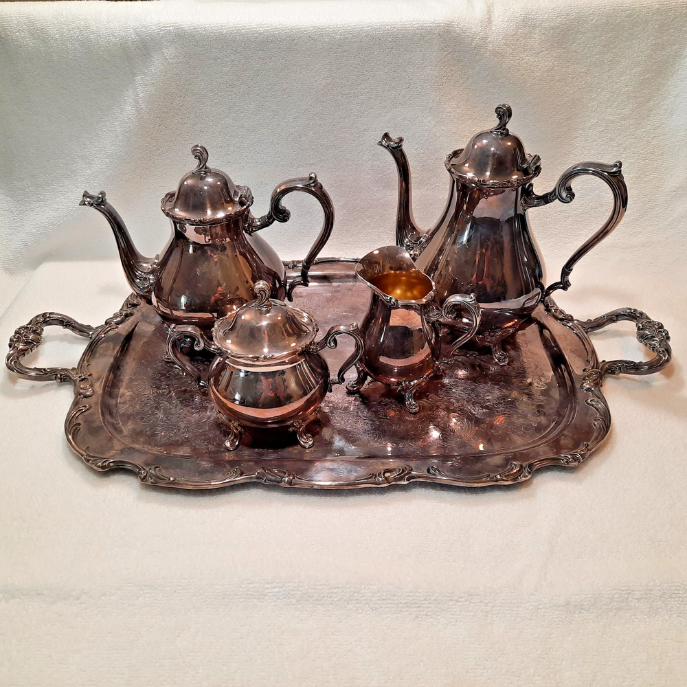 VTG 5-Pc Int Silver Com. Webster Wilcox Joanne S.P. Tea/Coffee Set (Gorham Tray)