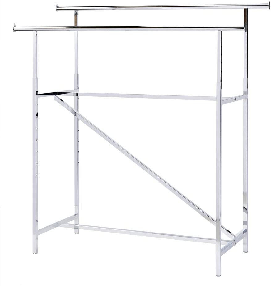 Clothing Rack Double Rail Bar Retail Clothes Salesman Garmet 300 LBS