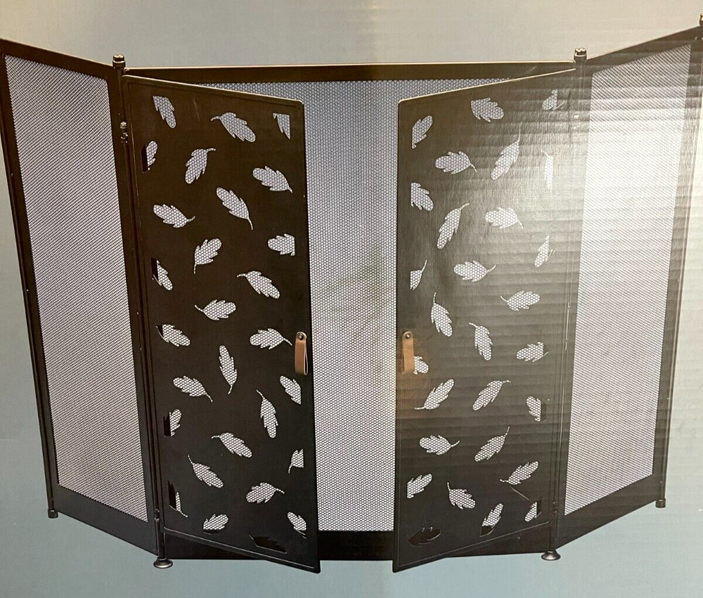 Michael Graves Decorative Oak-Leaf Fireplace Screen w/ Leather Handles - Target